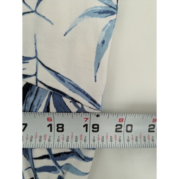 J. Jill Womens Tropical Empire Waist Tunic L White/Blue 3/4 Sleeve Comfy Stretch - Picture 10 of 12